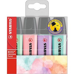 Stabilo Boss Original Highlighters Chisel 2-5mm Pastel Assorted Wallet Of 4
