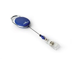 Durable Name Badge Reel Style With Snap Button Strap 80cm Blue Pack Of 10
