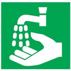 Brady Safety Sign Pictogram Wash Hands 200W x 200mmH Self Adhesive Vinyl Green/White