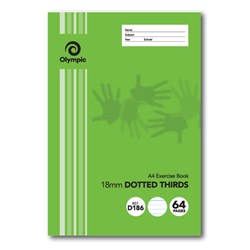 Olympic D186i Exercise Book A4 18mm Dotted Thirds With Red Margin 64 Page
