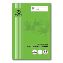 Olympic D964i Exercise Book A4 9mm Dotted Thirds With Red Margin 64 Page