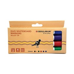 Bibbulmun Whiteboard Duo Markers Bullet And Chisel 1-2mm Assorted Box Of 4