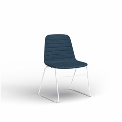 OLG Sofia Visitor Chair White Sled Base Steel Blue Fabric Seat