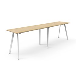 Rapidline Eternity High Bar Table 3600W x 750D x 1050mmH Natural Oak Top White Frame