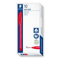 Staedtler 4320 Stick Triangular Ballpoint Pen Medium 1.0mm Red Box of 10