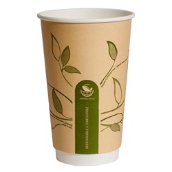 Envirochoice Paper Coffee Cup Compostable Double Wall 473ml 16oz Leaves Design Ctn Of 500