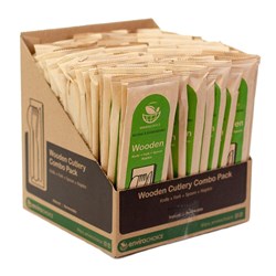 Envirochoice Wooden Cutlery Set Knife Fork Spoon And Napkin Carton Of 400