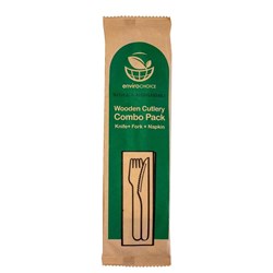 Envirochoice Wooden Cutlery Set Fork Knife And Napkin Carton Of 400
