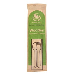 Envirochoice Wooden Cutlery Set Fork Spoon And Napkin Carton Of 400