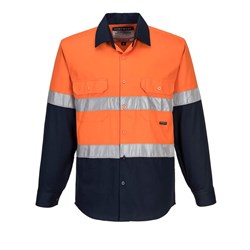 Portwest Hobart Hi-Vis Contrast Shirt Long Sleeve 7XL Orange And Navy