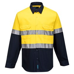 Portwest Hobart Hi-Vis Contrast Shirt Long Sleeve 3XL Yellow And Navy