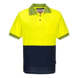 Portwest Hi-Vis Micro Mesh Polo Shirt Short Sleeve 5XL Yellow And Navy