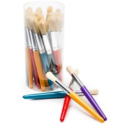 Edvantage Stubby Paint Brushes Plastic Handle Assorted Tub of 30