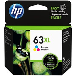 HP 63XL Ink Cartridge High Yield Tri Colour F6U63AA