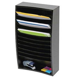 Marbig Desktop Angled Sorter 12 Tier Wooden 370L x 155D x 590mmH Black